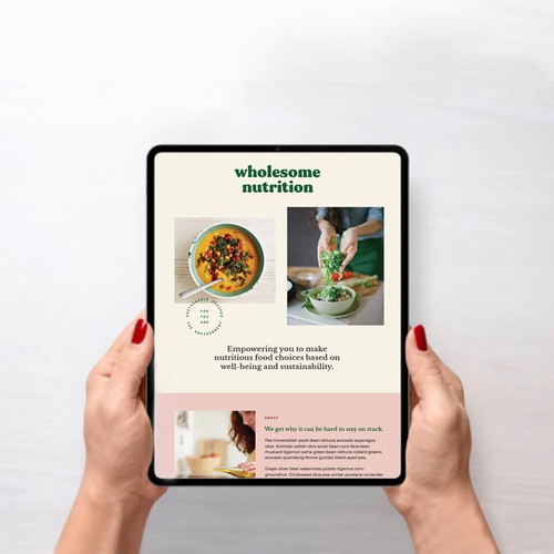 Logo and website design for Wholesome Nutrition.
