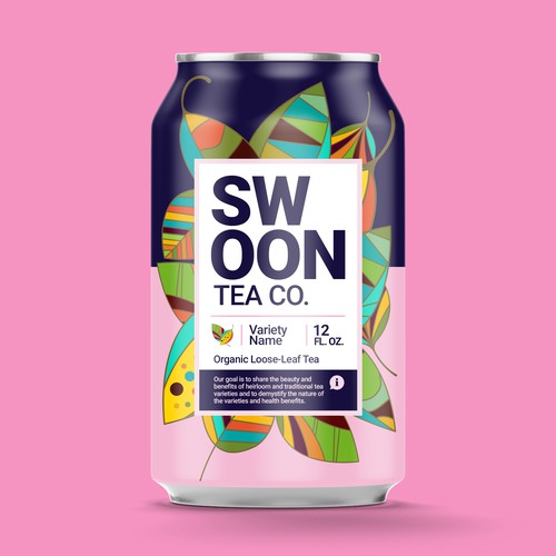 Product packaging design for a tea drink.