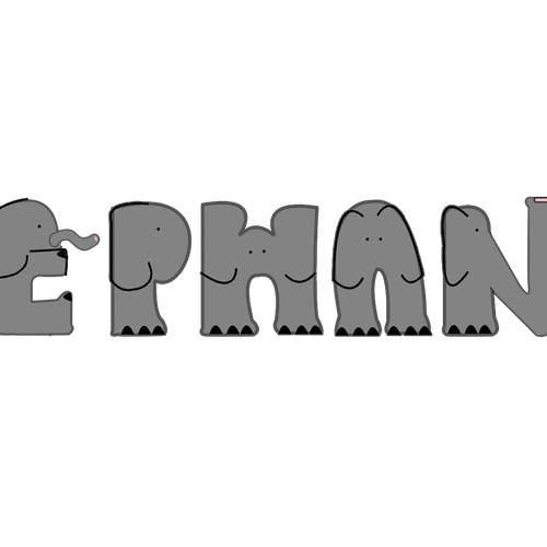 Ele-FONT Illustrated Custom Font Elephant T-shirt Design
