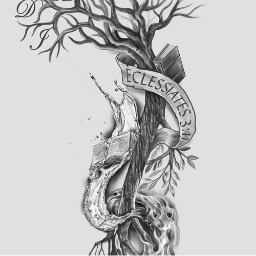 tree full sleeve tattoo concept