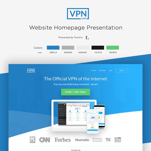 Modern, Vivid and Concise HomePage for VPN.com