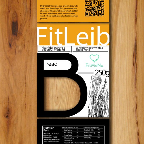  Cutout packaging and label design for healthy rye bread.