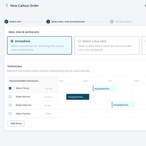 Dashboard for Service maintenance app