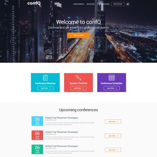 Website design for social conference directory