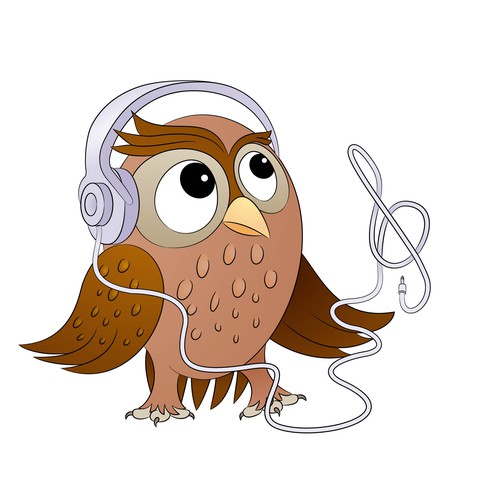 Owl With Headphones 