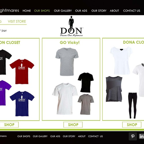 Create a One-of-a-kind Web Store for Dreams Over Nightmares LLC: Don Closet