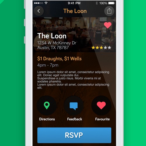 Secret Happy Hour iOS / Android UI
