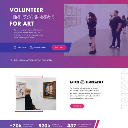 Art event landing page