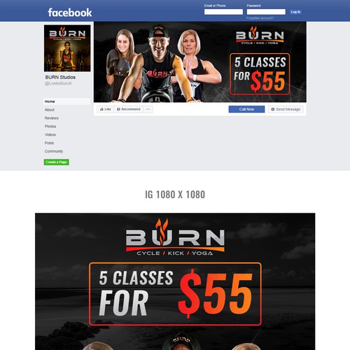 Social Media Ads and Covers for Fitness Studio