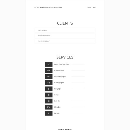 Hair Stylist App Design for Appointment Form