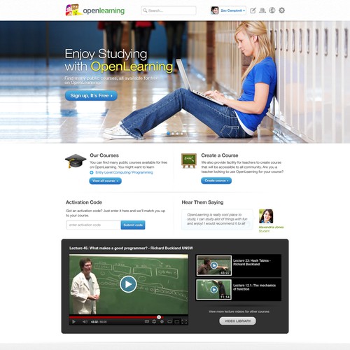 High traffic educational site needs a new homepage (Open Learning)