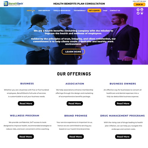 Home Page design for BenefitDeck Consulting Ltd.
