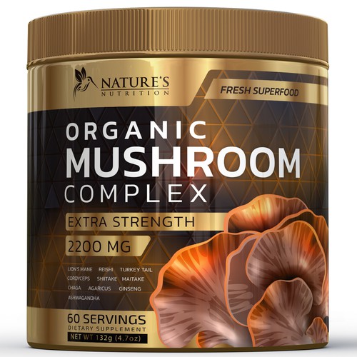 Label design for organic mushroom complex