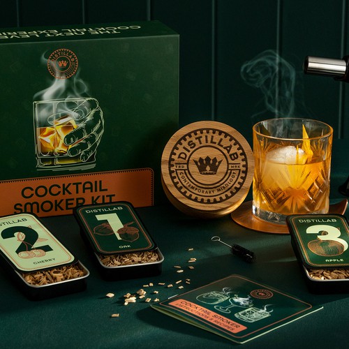 Packaging for Distillab "cocktail smoker kit"
