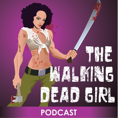 Blend the world of The Walking Dead with a strong female character ina logo for podcast artwork.