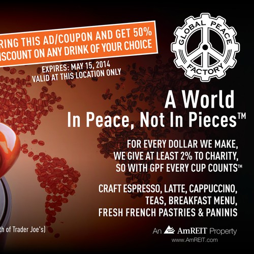 Global Peace Factory Coffee House Ad