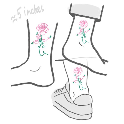 Women ankle tattoo design (MOCKUP)