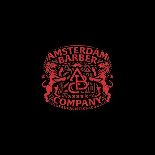 Modern Crest Illustration Logo design for Amsterdam Barber Company