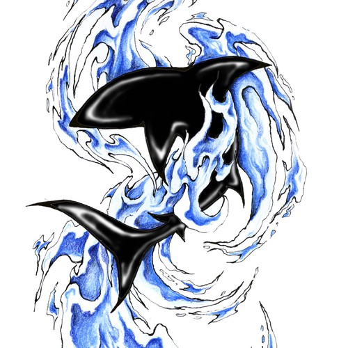 Design a shark wrist tattoo