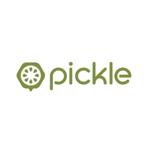 unique custom word mark + simple pickle logo