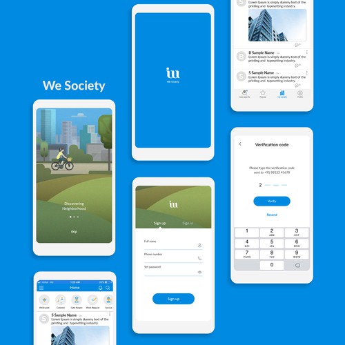Mobile UI design for 'We Society'