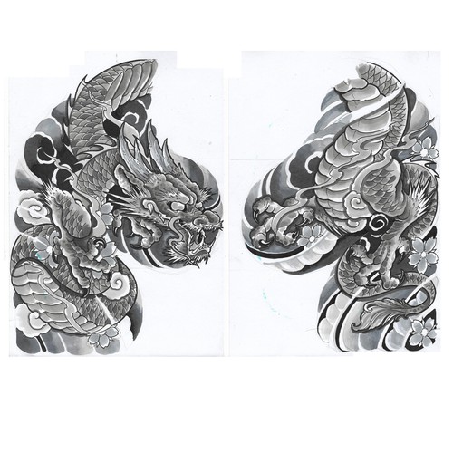 oriental dragon tattoo flash