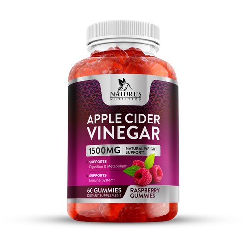 Apple Cider Vinegar Raspberry Gummies Label Design