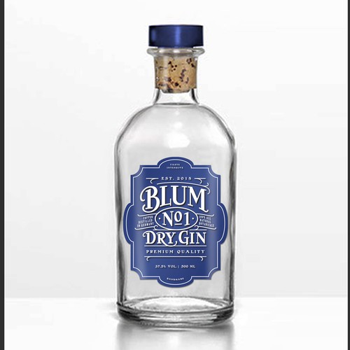 Product label design for Blum Gin