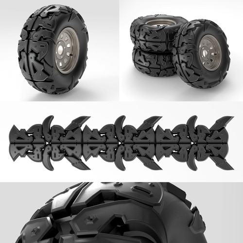 Futuristic Off-Road Tire Tread Design — High-Detail 3D Concept