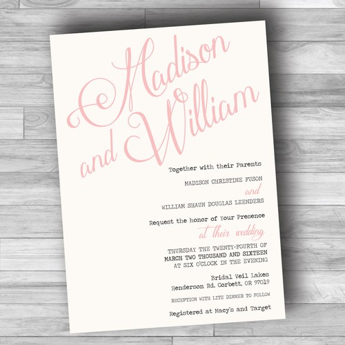 Simple and Classic Wedding Invitation