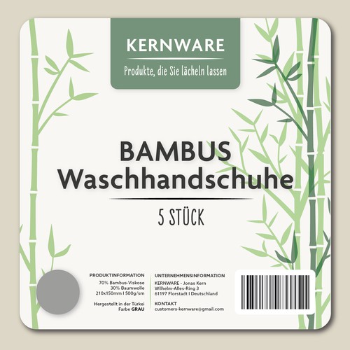 Etikett für einen Bambus-Waschhandschuh