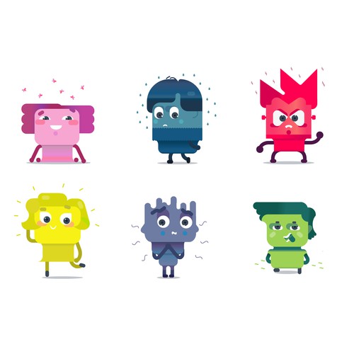 Сharacters design for icons which represent emotions