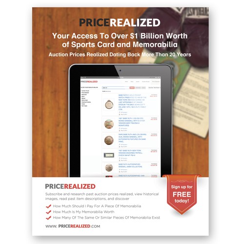  print advertisement for sports memorabilia industry