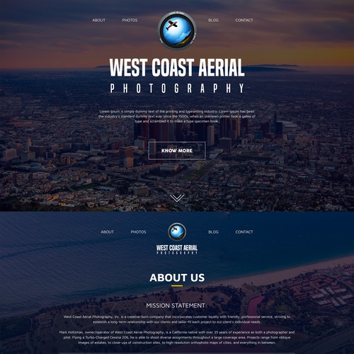 Website design for West Coast Aerial Phtography.