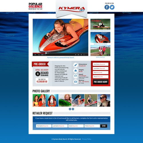 Recreate our landing page - Water Sports Product