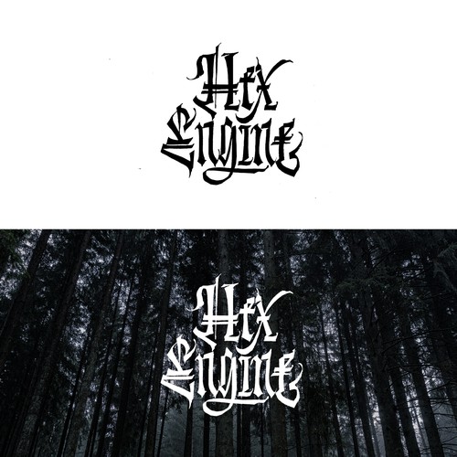 Hex Engine. Handwritten gothic logo for Rock-Band.