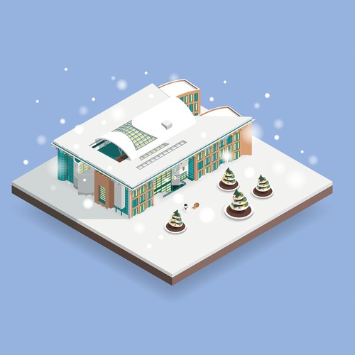 Townhall illustration for christmas