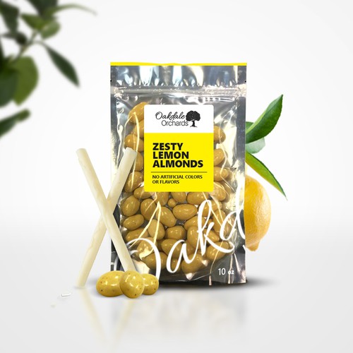 Minimalistic Lemon Covered Almonds Label Design