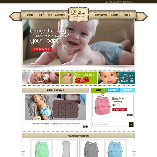 Homepage Design for Ecommerce Business - Cloth Diapers Seller