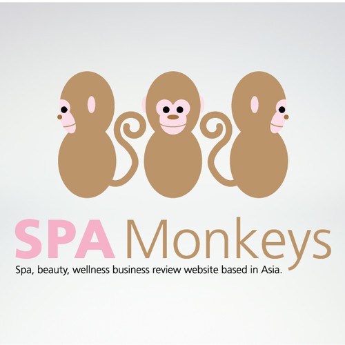 Create a cute, adorable mascot logo for Spa Monkeys