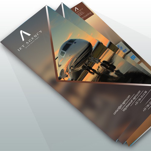 Create a brochure/ebrochure for a Private Jets company : JET AGENCY