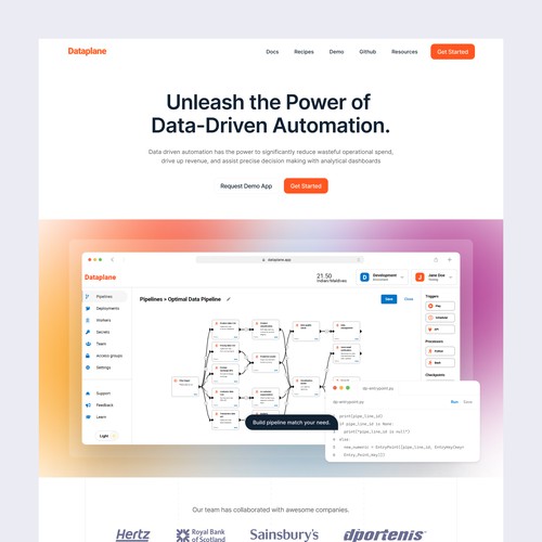 Landing Page for SaaS company working on automation.