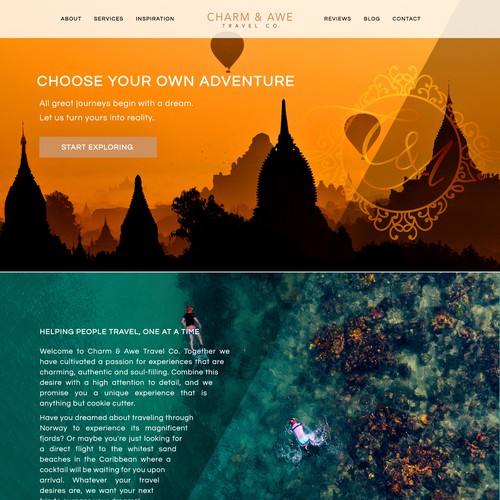 Striking web page design for a luxury travel agency