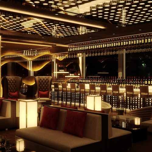 3D Realistic Interior Design for Hookah Lounge