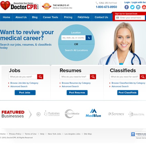 Home Page for Medical Website. Plan to hire winner for more pages