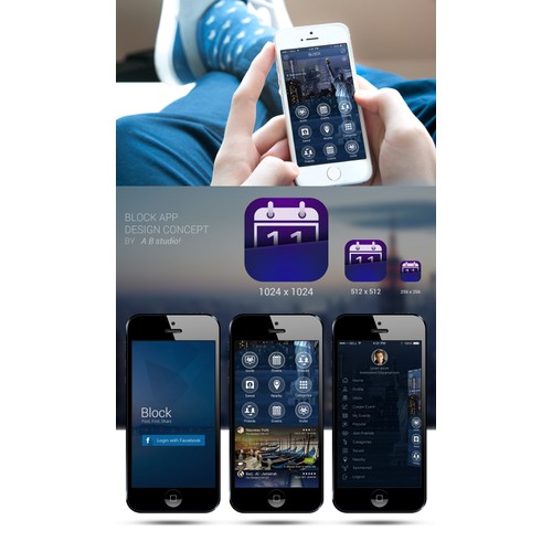 Create a new sleek design for the social events app Block.