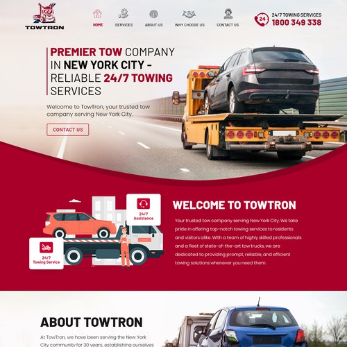Landing Page of Tow Truck Company NYC