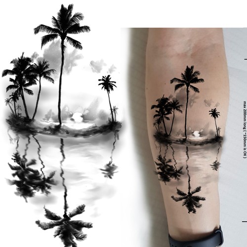 palm sunset tattoo design 