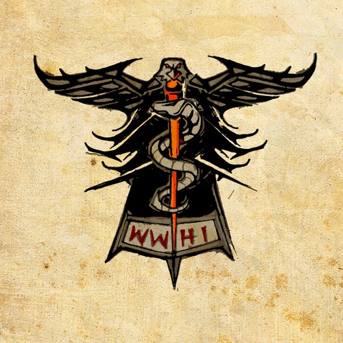 Evil Rod of Asclepius logo for world-wide subversive organization dedicated to global domination