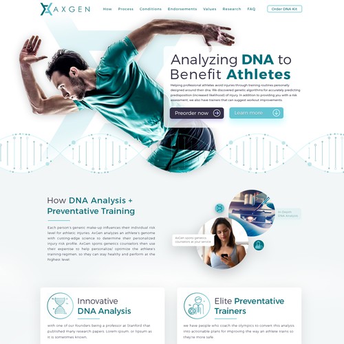 Landing Page for Athlete DNA Analytics Startup